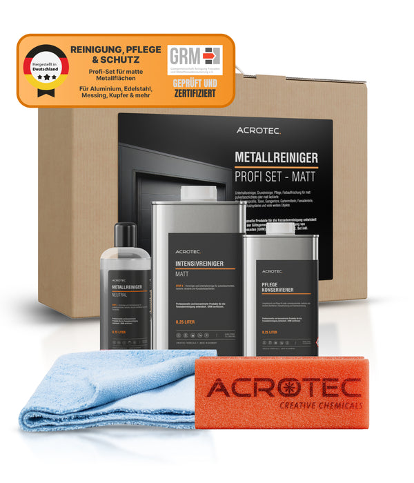 AcroTec® Metallreiniger Profi Set – MATT [7-teilig] – Reinigung, Pflege & Farbauffrischung für alle matten Metalloberflächen