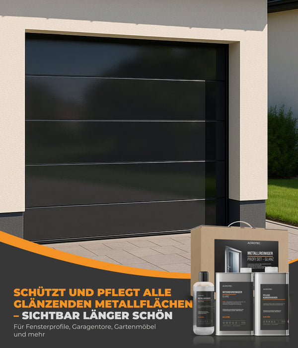 AcroTec® Metallreiniger Profi Set – GLANZ [9-teilig] – Reinigung, Pflege & Farbauffrischung für alle matten Metalloberflächen