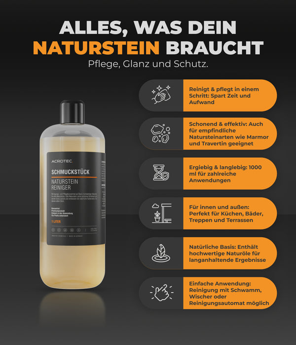 AcroTec® Naturstein Reiniger SCHMUCKSTÜCK 1000 ml – Premiumkonzentrat für Glanz und Farbauffrischung