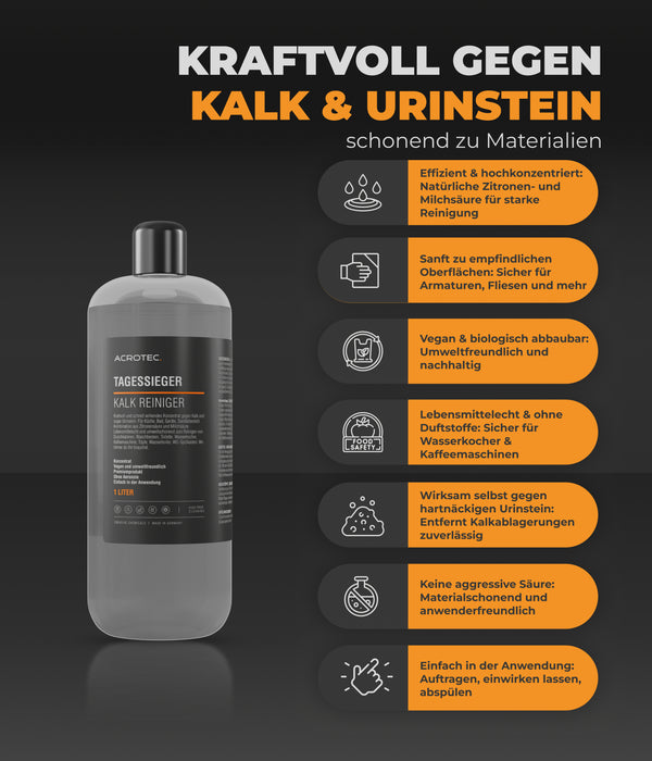 AcroTec® Entkalker TAGESSIEGER 1000 ml – Kraftvoller Kalk- & Urinsteinentferner für Küche & Bad