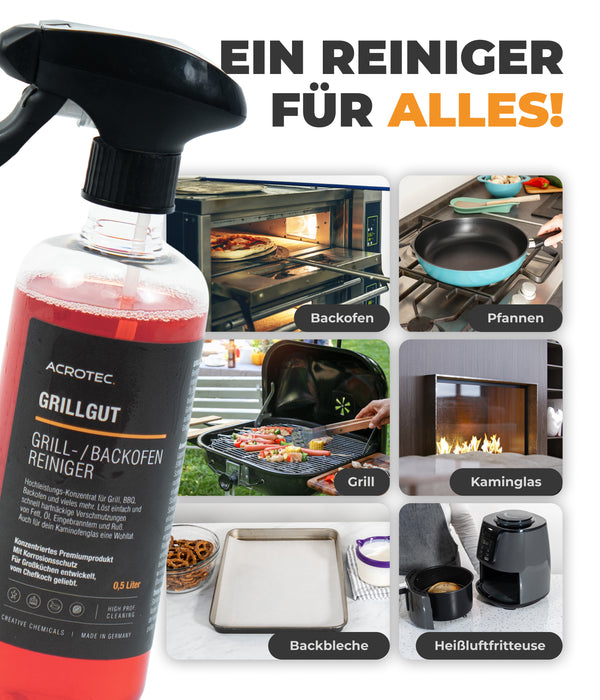 AcroTec® Backofenreiniger GRILLGUT [500 ml] mit Sprühkopf – Ergiebiges Grillreiniger Konzentrat