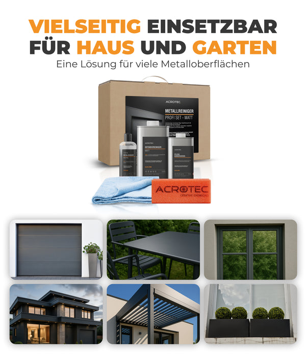 AcroTec® Metallreiniger Profi Set – MATT [7-teilig] – Reinigung, Pflege & Farbauffrischung für alle matten Metalloberflächen