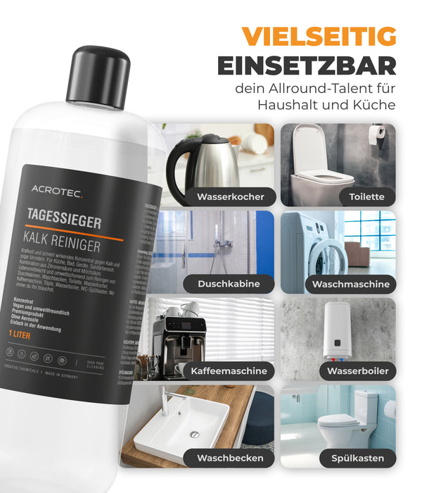AcroTec® Entkalker TAGESSIEGER 1000 ml – Kraftvoller Kalk- & Urinsteinentferner für Küche & Bad