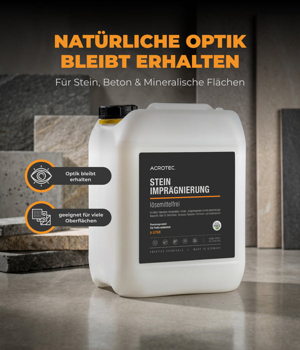 Steinimprägnierung 5L lösemittelfrei & gebrauchsfertig – PFAS-frei, geruchsneutral, starker Abperleffekt