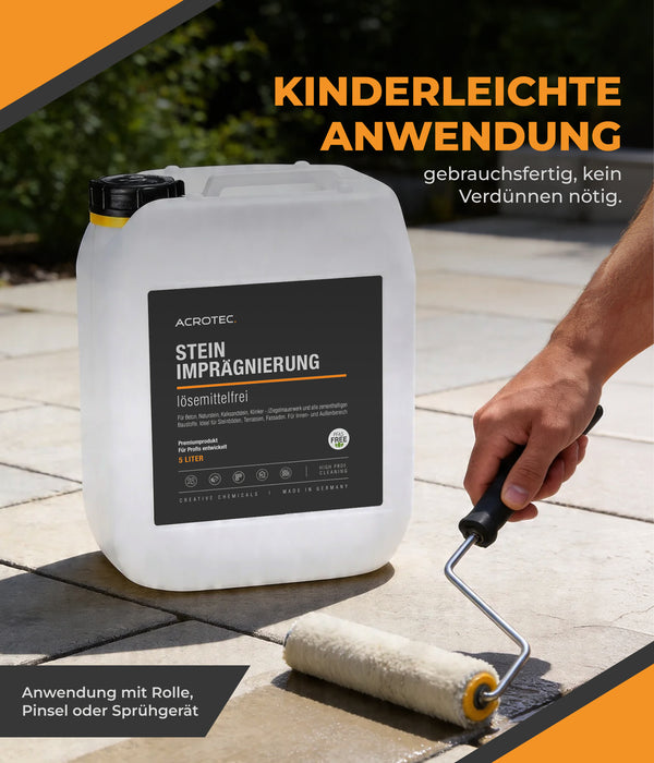 Steinimprägnierung 5L lösemittelfrei & gebrauchsfertig – PFAS-frei, geruchsneutral, starker Abperleffekt