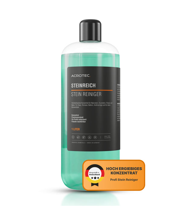 AcroTec® Stein Reiniger STEINREICH 1000 ml – Effektives Konzentrat für Natur- & Kunststein, Fliesen, Beton & Kunststoff